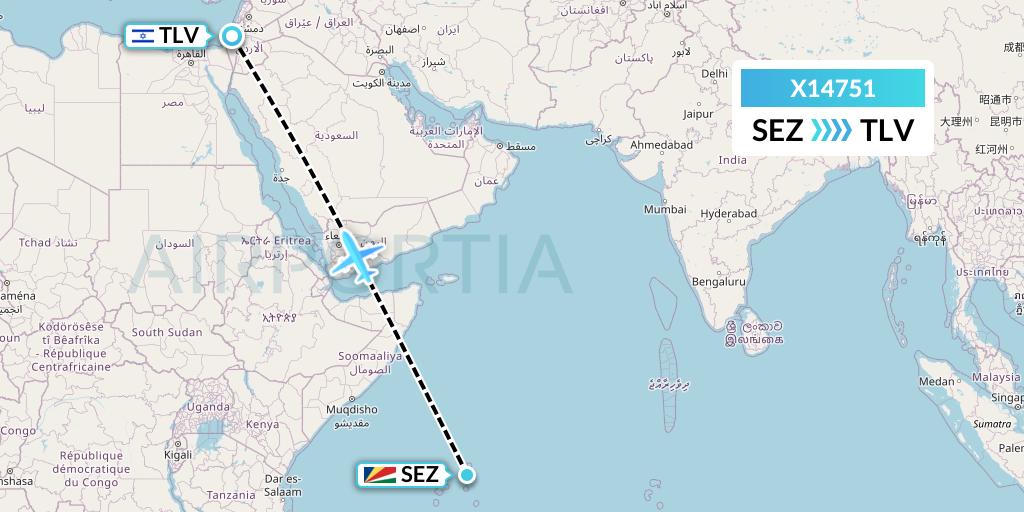 X14751 Nik Airways Flight Map: Victoria to Tel Aviv