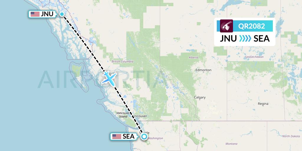 QR2082 Qatar Airways Flight Map: Juneau to Seattle