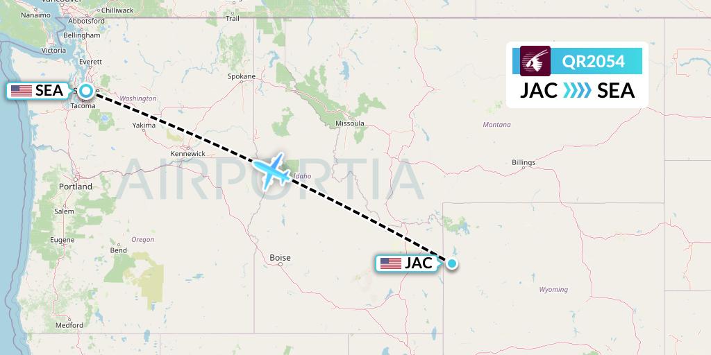 QR2054 Qatar Airways Flight Map: Jackson to Seattle
