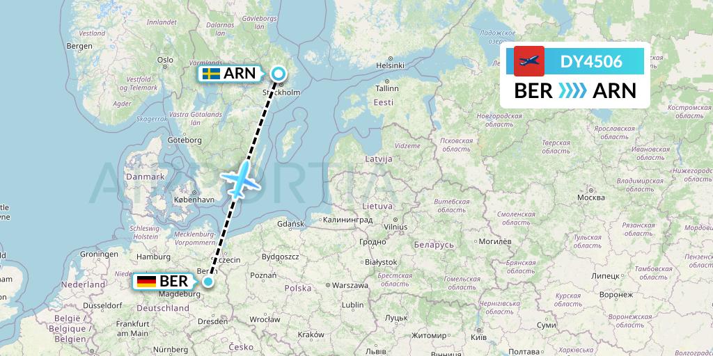 DY4506 Norwegian Flight Map: Berlin to Stockholm