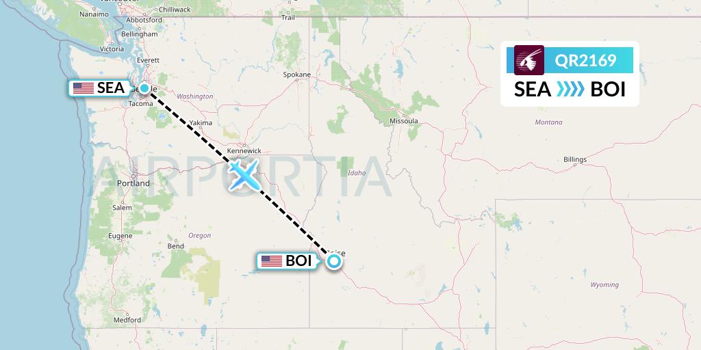 QR2169 Qatar Airways Flight Map: Seattle to Boise
