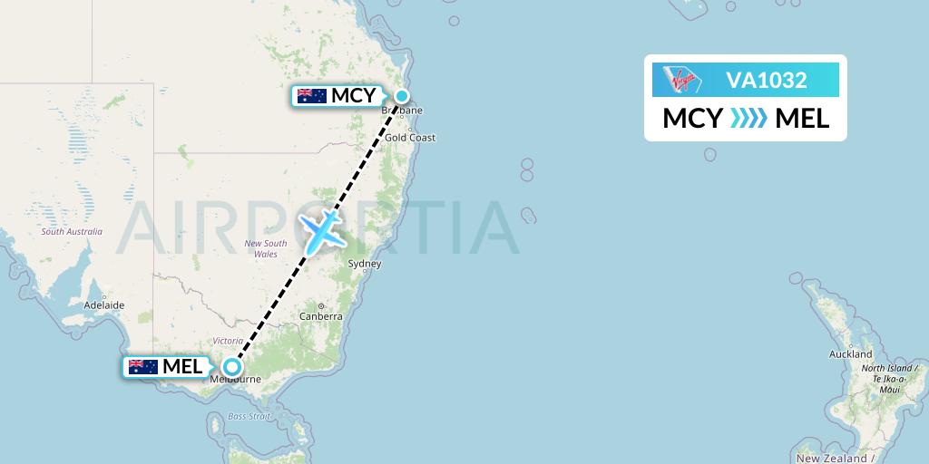 VA1032 Virgin Australia Flight Map: Sunshine Coast to Melbourne
