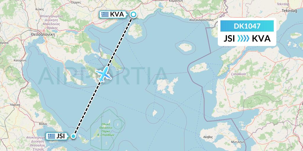 DK1047 Thomas Cook Airlines Scandinavia Flight Map: Skiathos to Kavala