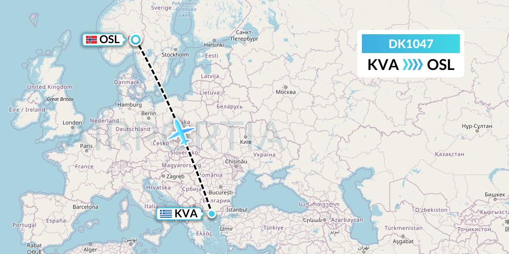 DK1047 Thomas Cook Airlines Scandinavia Flight Map: Kavala to Oslo