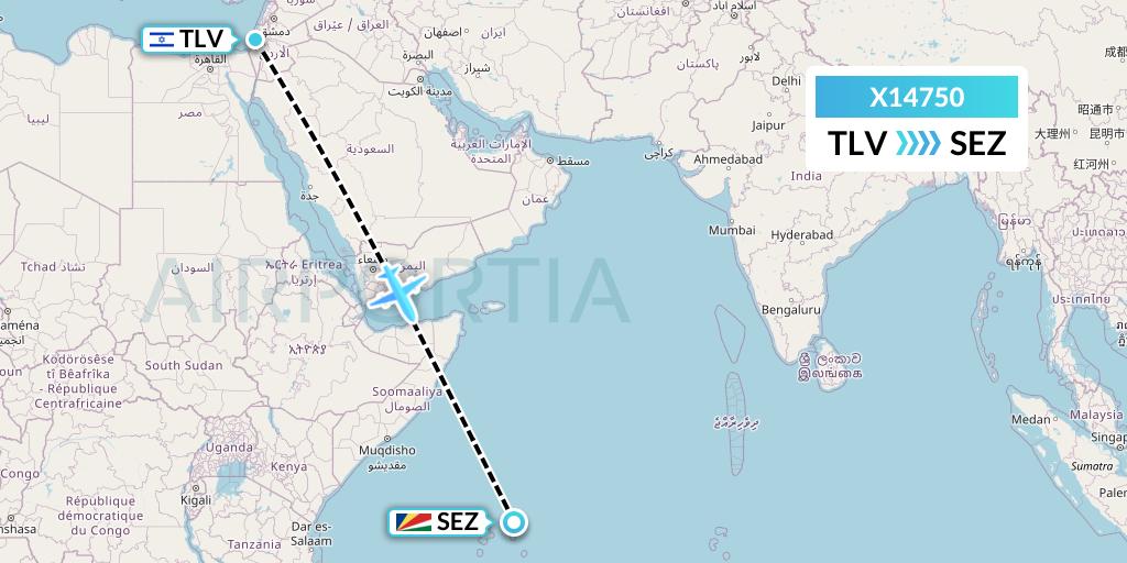 X14750 Nik Airways Flight Map: Tel Aviv to Victoria