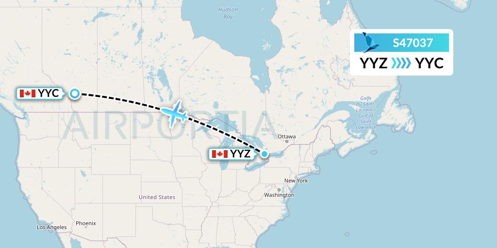 S47037 Azores Airlines Flight Map: Toronto to Calgary