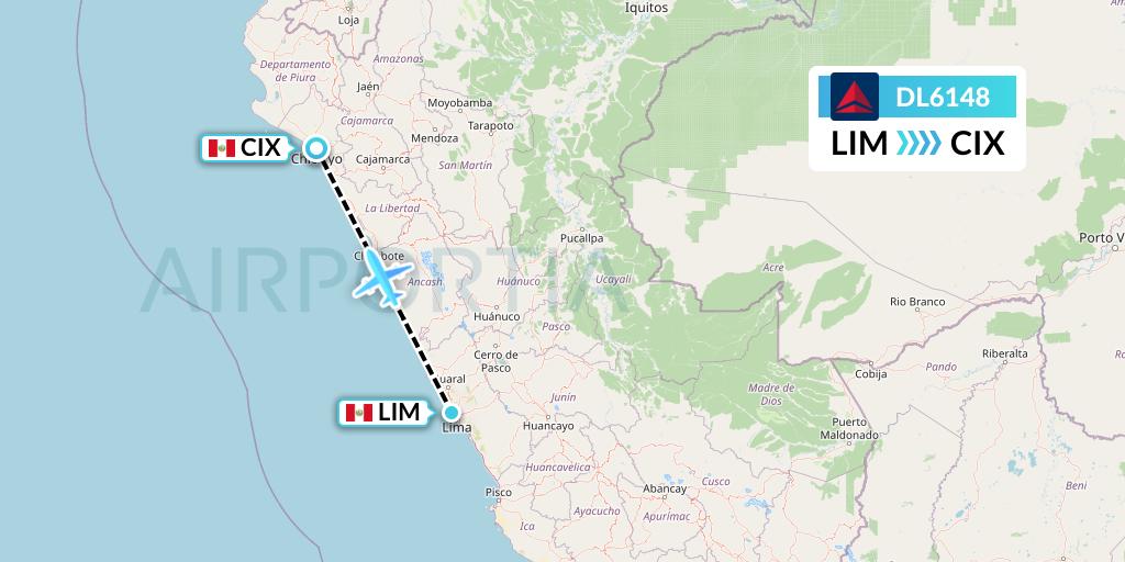 DL6148 Delta Air Lines Flight Map: Lima to Chiclayo