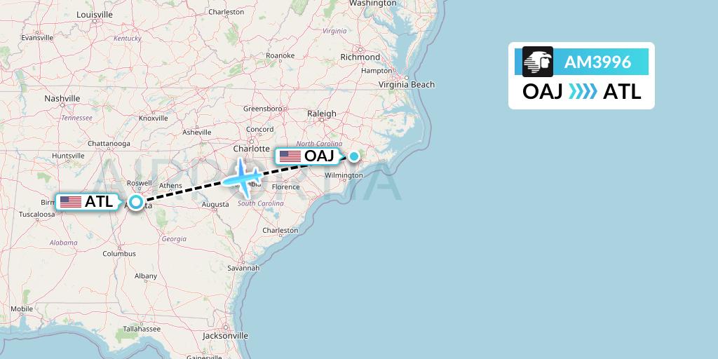 AM3996 Aeromexico Flight Map: Jacksonville to Atlanta