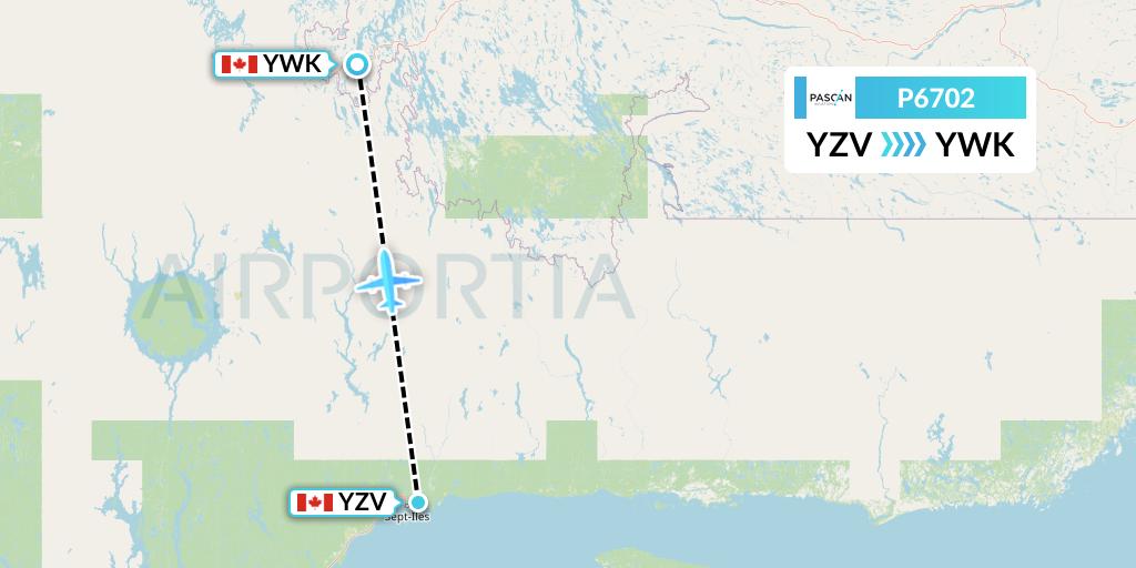 P6702 Pascan Aviation Flight Map: Sept-Iles to Wabush