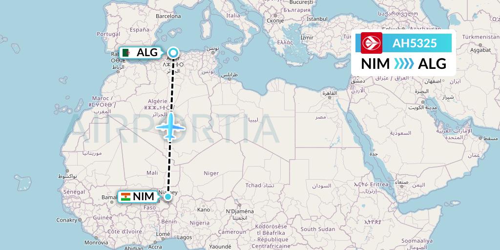 AH5325 Air Algerie Flight Map: Niamey to Algiers