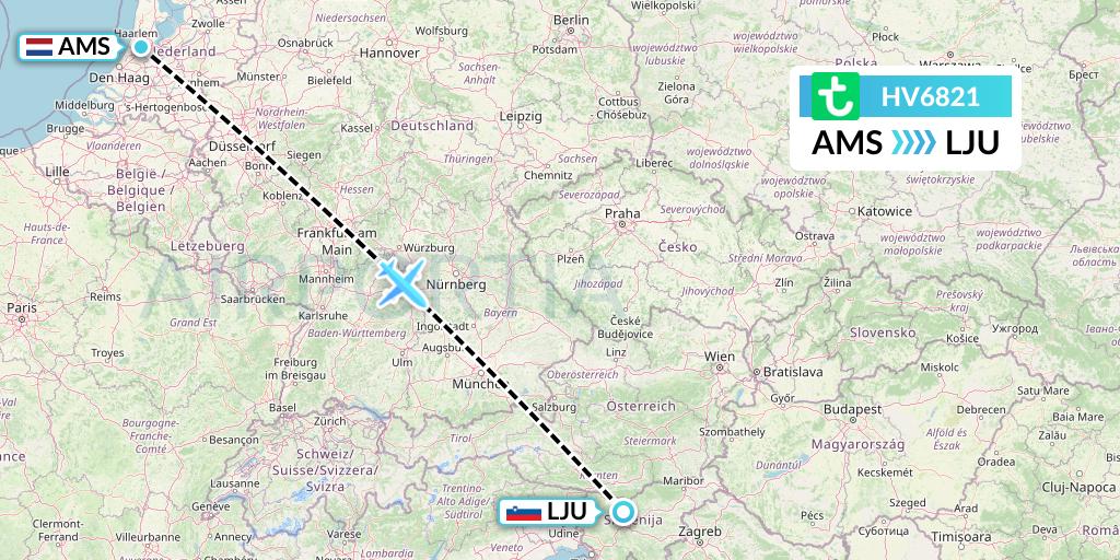 HV6821 Transavia Flight Map: Amsterdam to Ljubljana