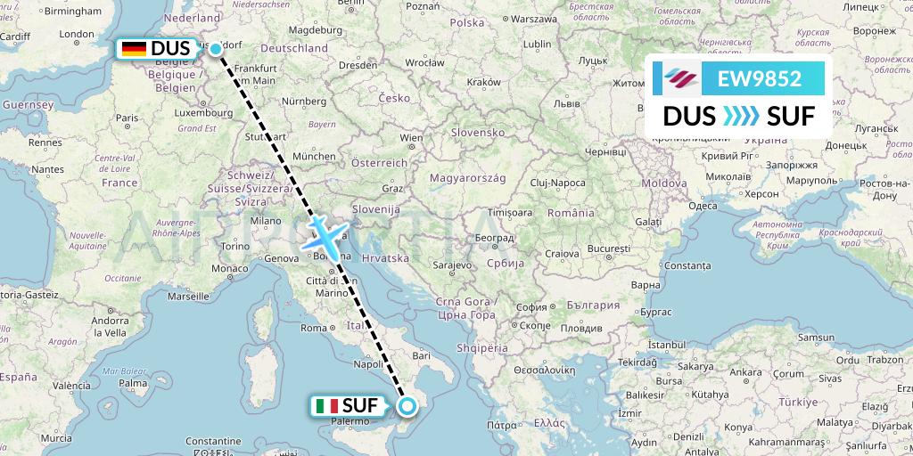 EW9852 Eurowings Flight Map: Dusseldorf to Lamezia Terme