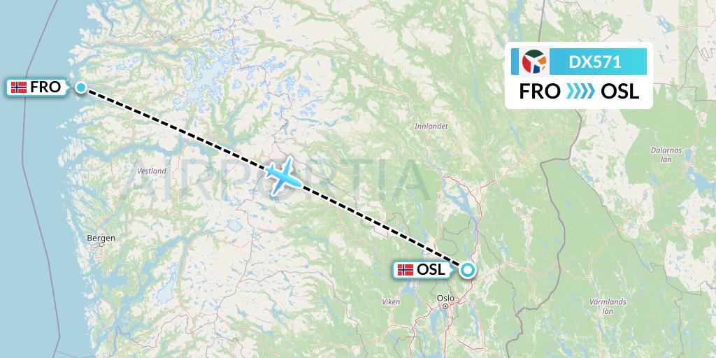 DX571 Danish Air Transport Flight Map: Floro to Oslo