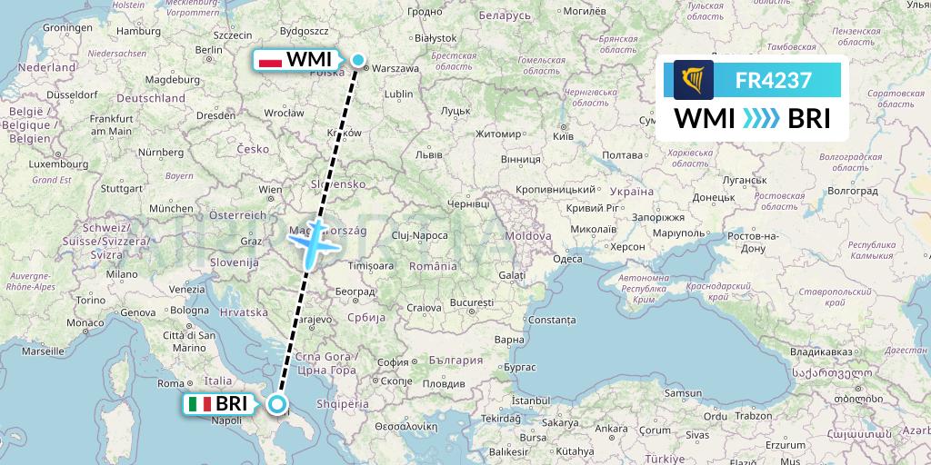 FR4237 Ryanair Flight Map: Warsaw to Bari