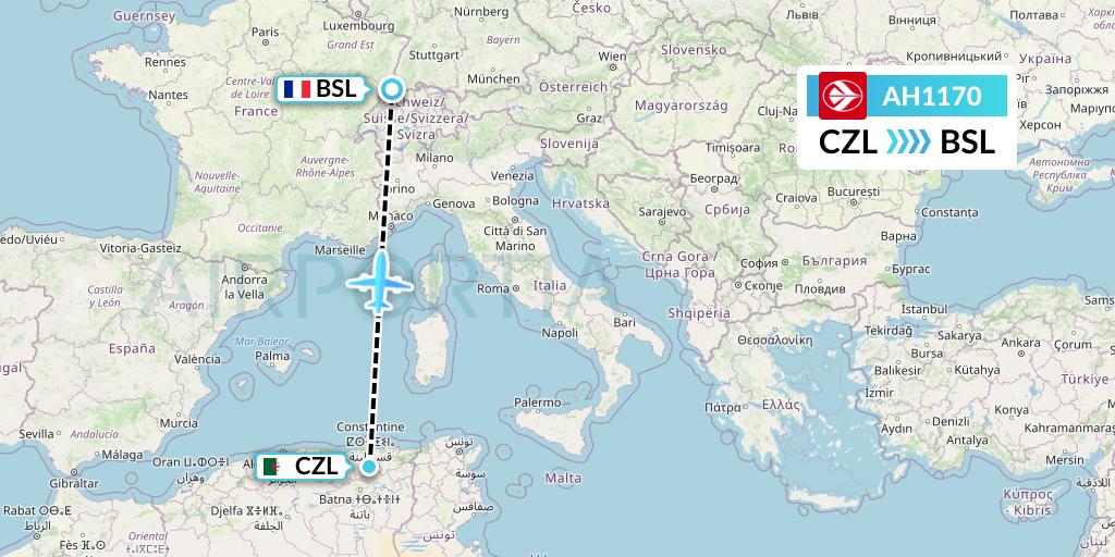 AH1170 Air Algerie Flight Map: Constantine to Basel