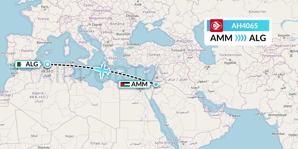 AH4065 Air Algerie Flight Map: Amman to Algiers