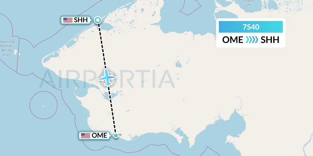 7S40 Ryan Air (USA) Flight Map: Nome to Shishmaref