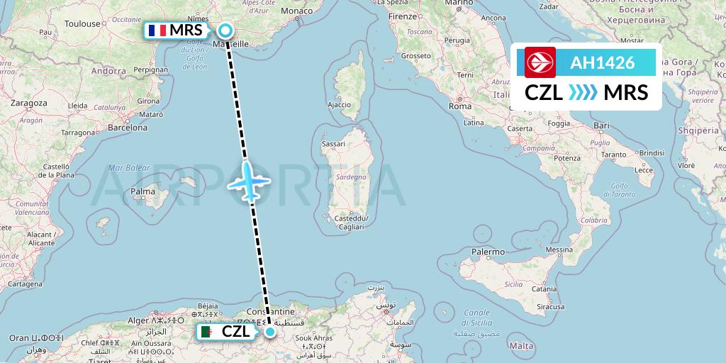 AH1426 Air Algerie Flight Map: Constantine to Marseille
