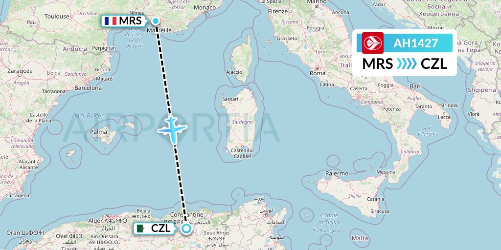 AH1427 Air Algerie Flight Map: Marseille to Constantine