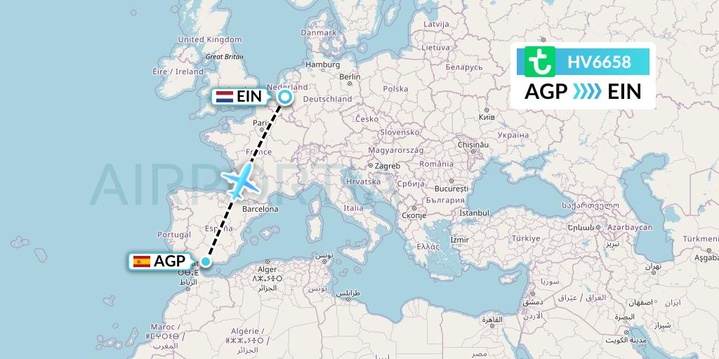 HV6658 Transavia Flight Map: Malaga to Eindhoven