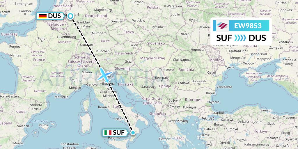 EW9853 Eurowings Flight Map: Lamezia Terme to Dusseldorf