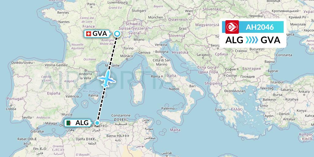AH2046 Air Algerie Flight Map: Algiers to Geneva
