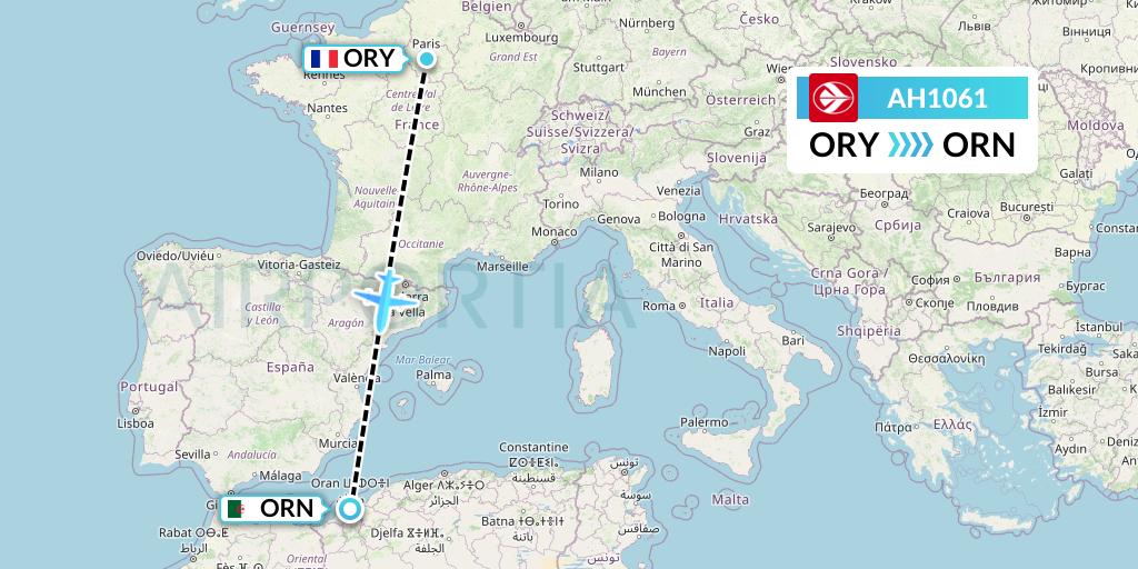 AH1061 Air Algerie Flight Map: Paris to Oran
