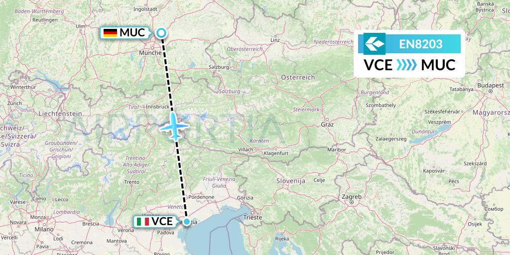EN8203 Air Dolomiti Flight Map: Venice to Munich