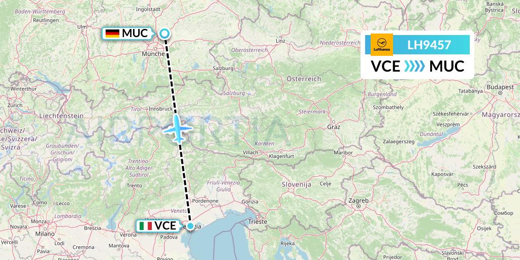 LH9457 Lufthansa Flight Map: Venice to Munich
