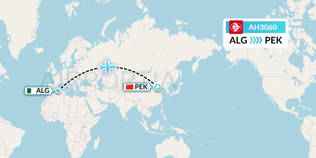 AH3060 Air Algerie Flight Map: Algiers to Beijing