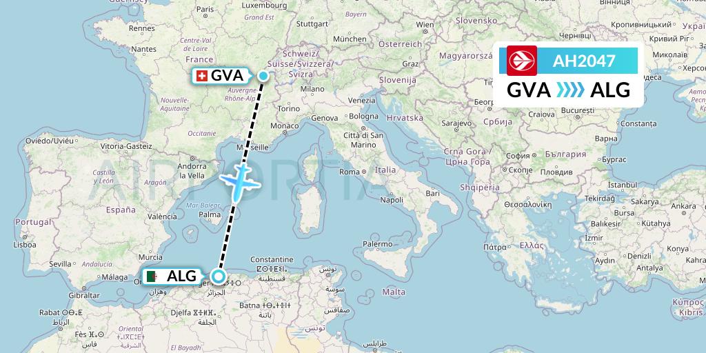 AH2047 Air Algerie Flight Map: Geneva to Algiers