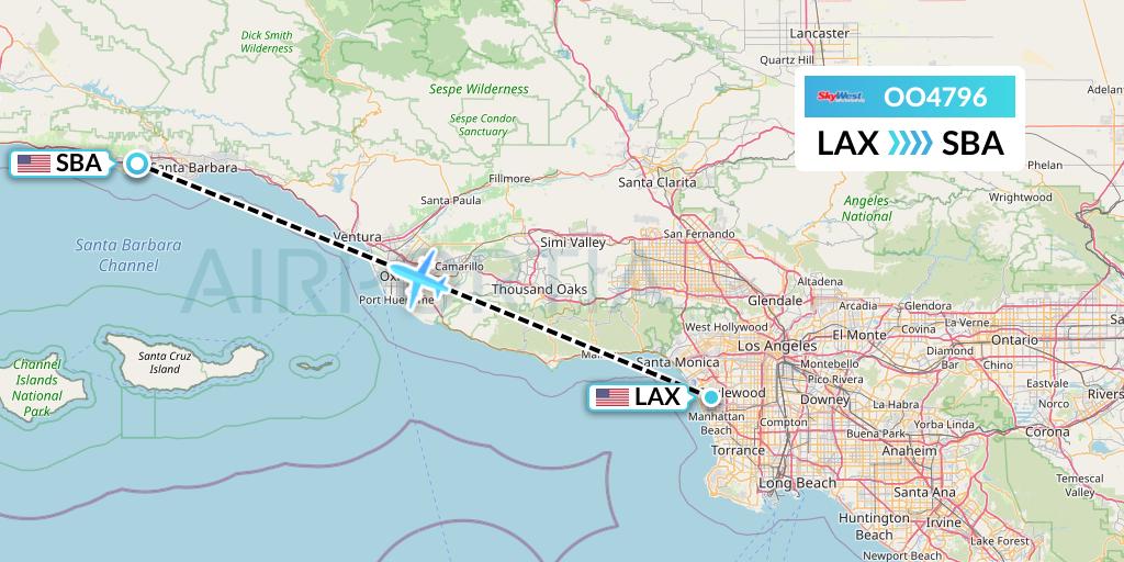 OO4796 SkyWest Airlines Flight Map: Los Angeles to Santa Barbara