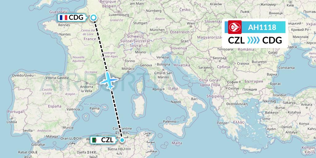 AH1118 Air Algerie Flight Map: Constantine to Paris