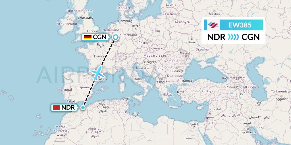 EW385 Eurowings Flight Map: Nador to Cologne