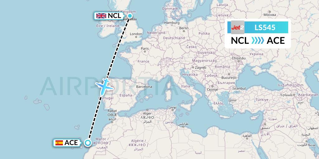 LS545 Flight Status Jet2 Newcastle to Lanzarote (EXS545)