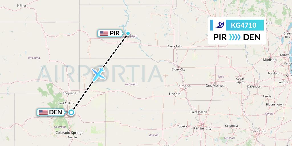 KG4710 Key Lime Air Flight Map: Pierre to Denver