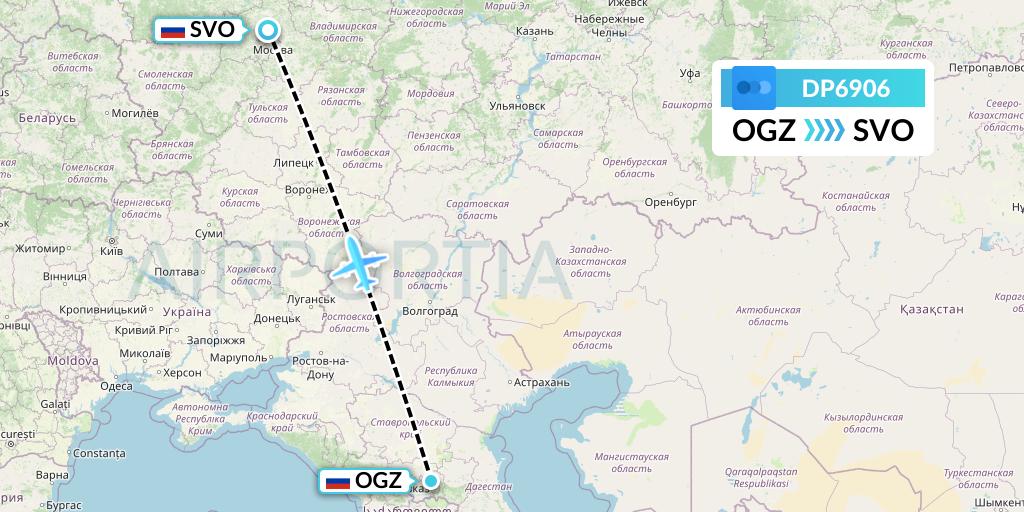 DP6906 Pobeda Flight Map: Beslan to Moscow