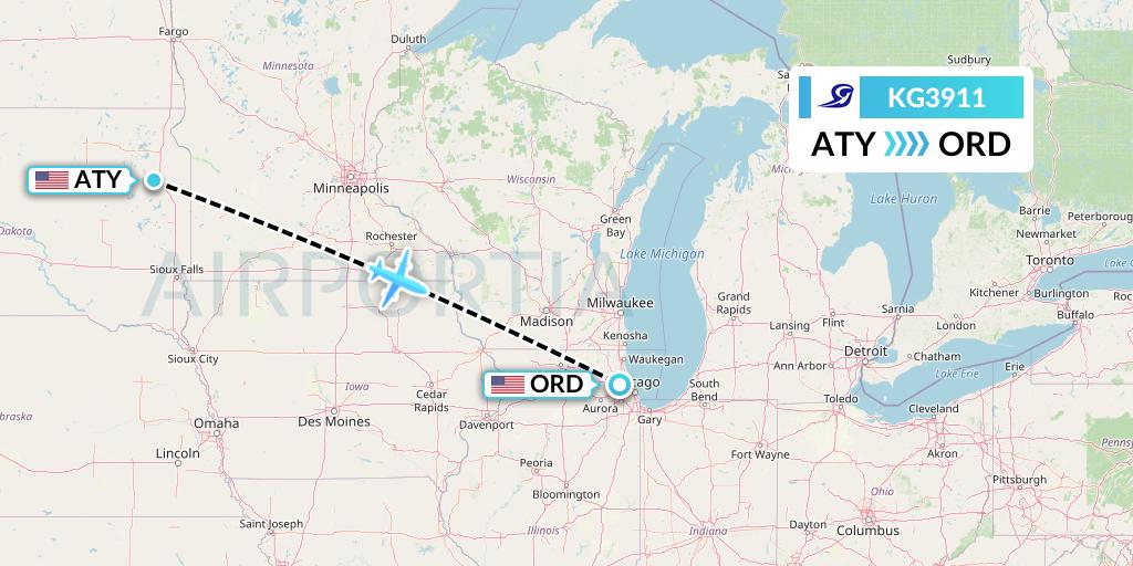 KG3911 Flight Status Key Lime Air Watertown to Chicago (LYM3911)