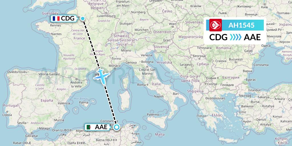 AH1545 Air Algerie Flight Map: Paris to Annaba