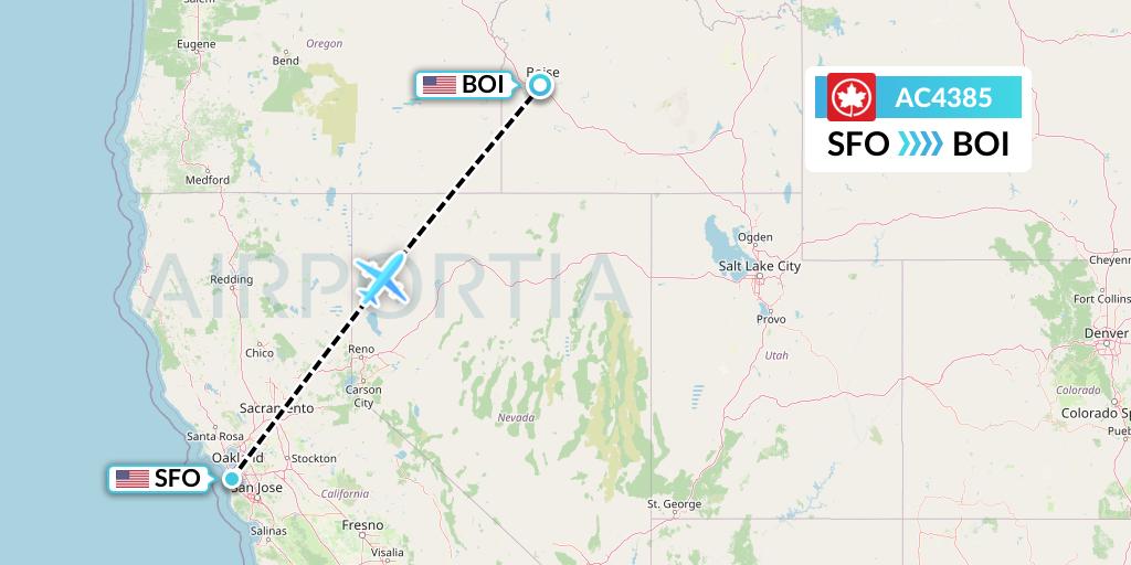 AC4385 Air Canada Flight Map: San Francisco to Boise