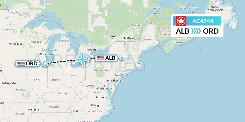 AC4944 Air Canada Flight Map: Albany to Chicago