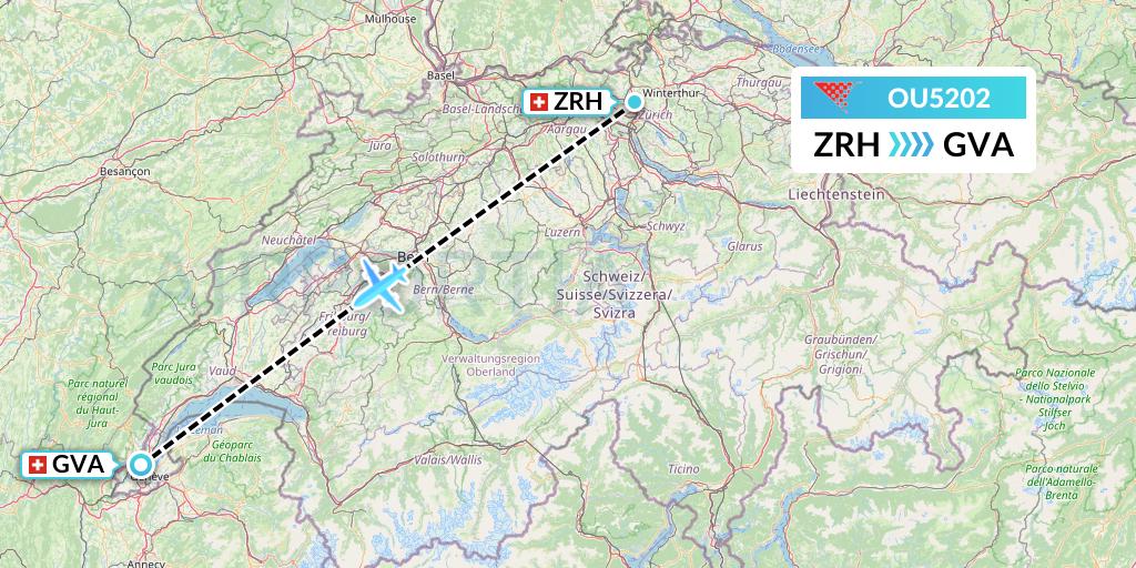 OU5202 Croatia Airlines Flight Map: Zurich to Geneva