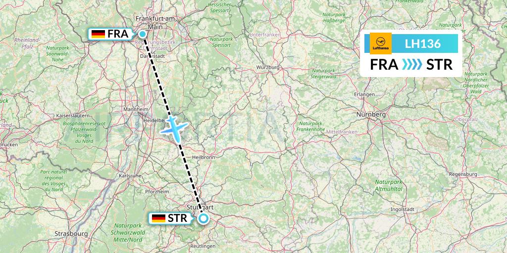 LH136 Lufthansa Flight Map: Frankfurt to Stuttgart