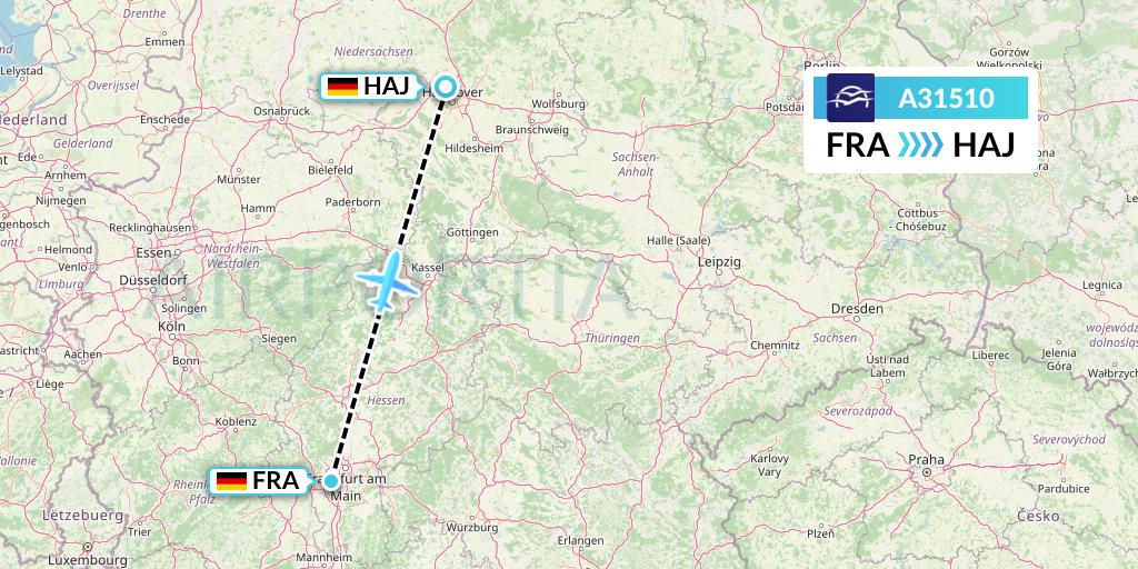 A31510 Aegean Airlines Flight Map: Frankfurt to Hannover