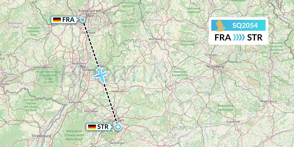 SQ2054 Singapore Airlines Flight Map: Frankfurt to Stuttgart