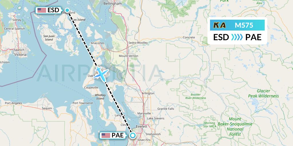 M575 Kenmore Air Flight Map: Eastsound to Everett