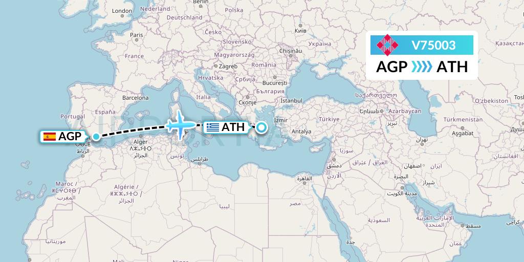 V75003 Volotea Flight Map: Malaga to Athens