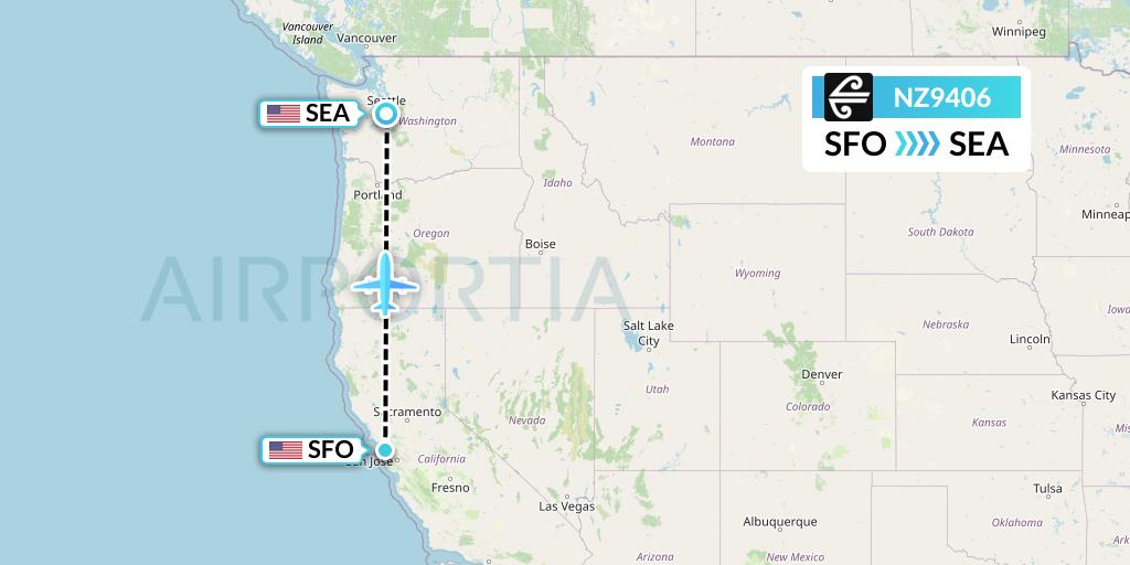 NZ9406 Air New Zealand Flight Map: San Francisco to Seattle