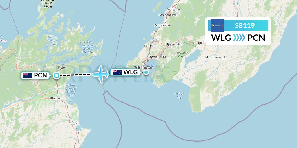 S8119 Soundsair Flight Map: Wellington to Picton