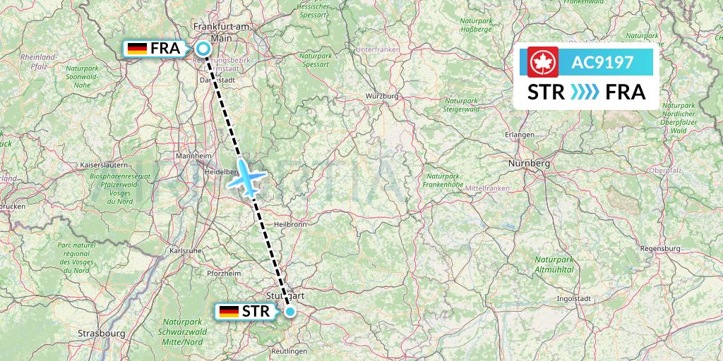 AC9197 Air Canada Flight Map: Stuttgart to Frankfurt